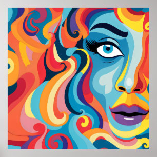 Bold Woman Vibrant Whirl of Emotions Poster
