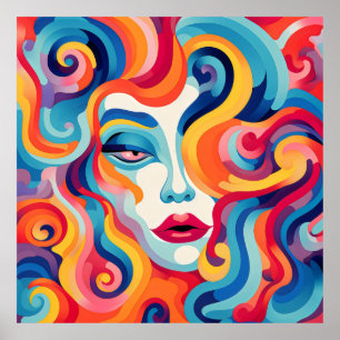 Bold Woman Whirling Expressions and Feelings Poster