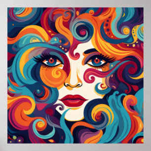 Bold Woman Whirling Expressions and Feelings Poster