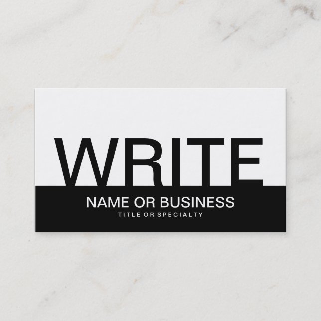 bold WRITE (colour customisable) Business Card (Front)