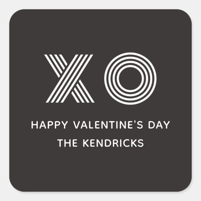 Bold XO Valentine's Day Sticker - Black (Front)