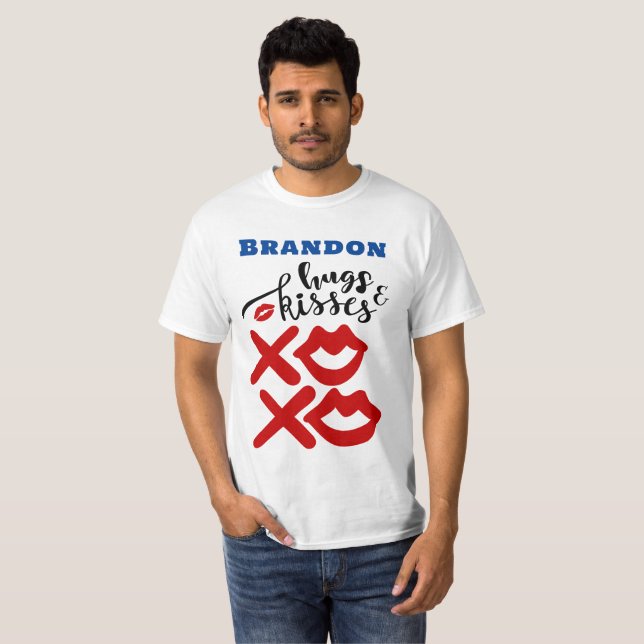 Bold XOXO Hugs & Kisses Valentines Day Gift Men's T-Shirt (Front Full)