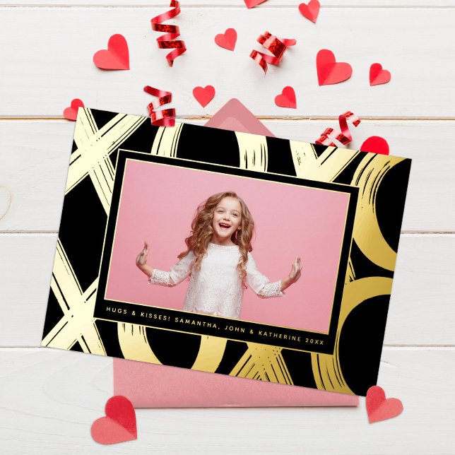 Bold XOXO Valentine Photo Foil Holiday Card (Creator Uploaded)