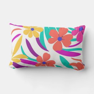 Bold Y2K Wildflower Vibrant Colours for Spring  Lumbar Cushion