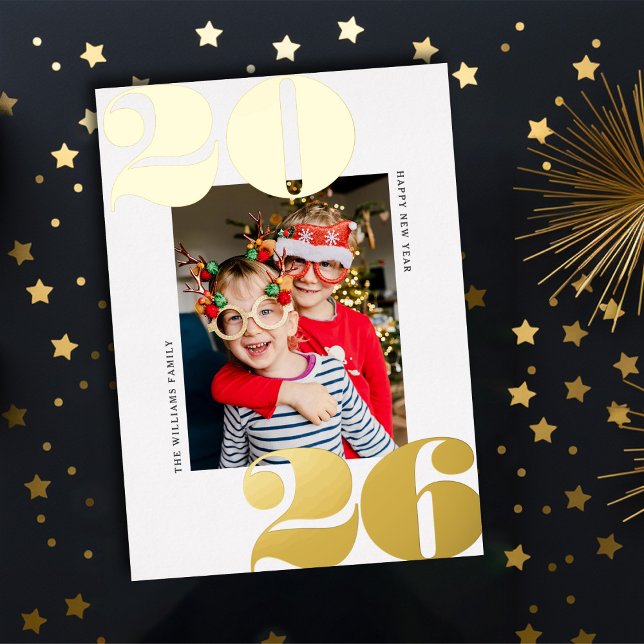 Bold Year New Year Holiday Photo Gold Foil Card (Creator Uploaded)