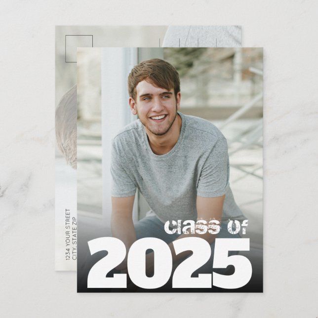 Bold Year Photo 2025 Graduation Save the Date Postcard (Front/Back)