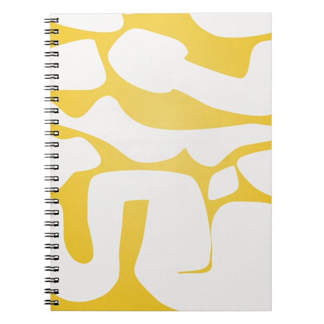 Bold Yellow Abstract Blob Pattern Notebook (Front)