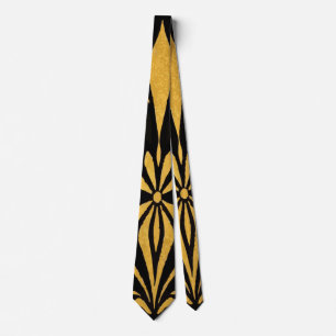 Bold Yellow Abstract Pattern on Black Tie