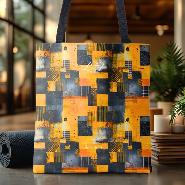Bold Yellow Abstract Personalised Tote Bag (Creator Uploaded)