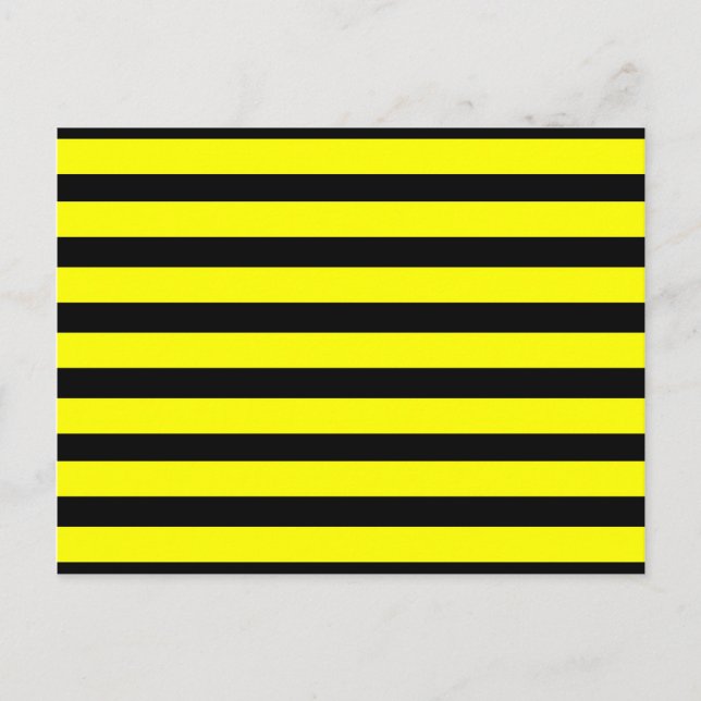 Bold Yellow and Black Bumble Bee Striped Pattern Postcard (Front)