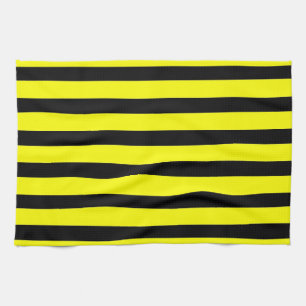 Bold Yellow and Black Bumble Bee Striped Pattern Tea Towel