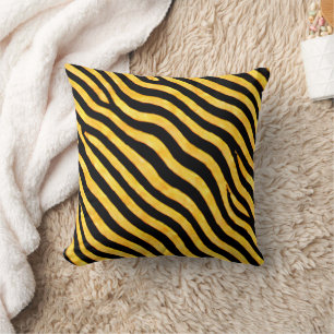 Bold Yellow and Black waves pattern Cushion