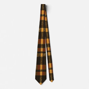 Bold Yellow and Brown Plaid Pattern for Men’s Fash Tie