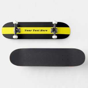 Bold Yellow Black Skateboard with Personalised Tex