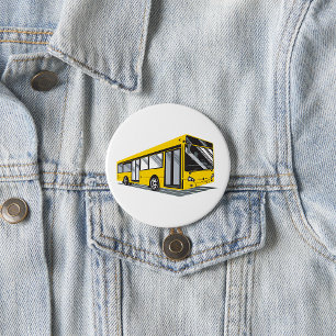 Bold Yellow City Bus Public Transport  7.5 Cm Round Badge