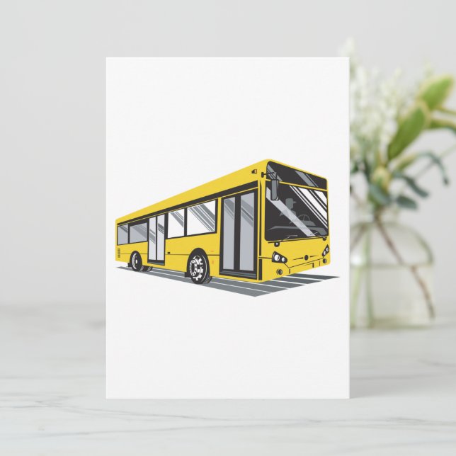 Bold Yellow City Bus Public Transport  Invitation (Standing Front)