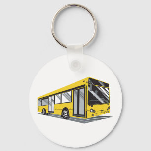 Bold Yellow City Bus Public Transport  Key Ring