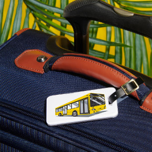 Bold Yellow City Bus Public Transport  Luggage Tag