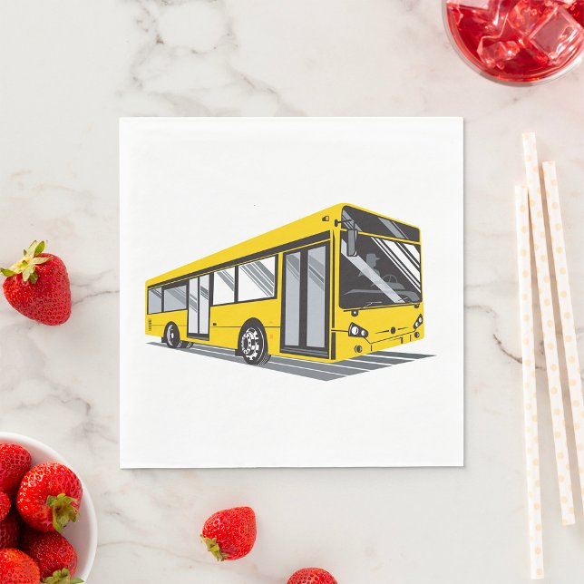 Bold Yellow City Bus Public Transport  Napkin (Creator Uploaded)