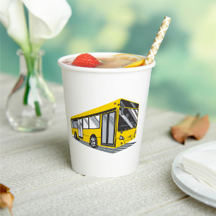 Bold Yellow City Bus Public Transport  Paper Cups