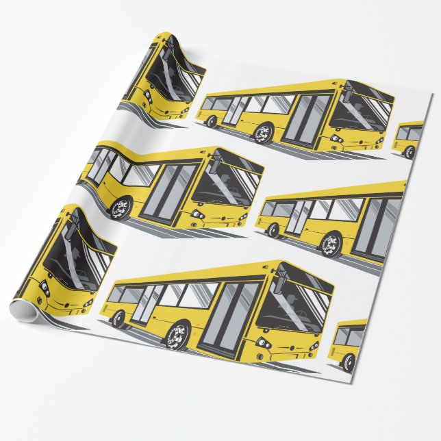 Bold Yellow City Bus Public Transport  Wrapping Paper (Unrolled)