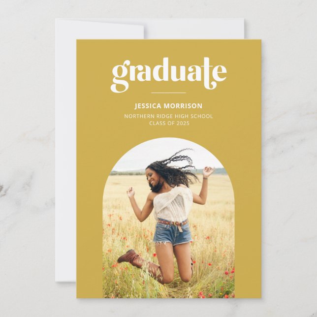 Bold Yellow Graduate Trendy Typography Graduation Invitation (Front)
