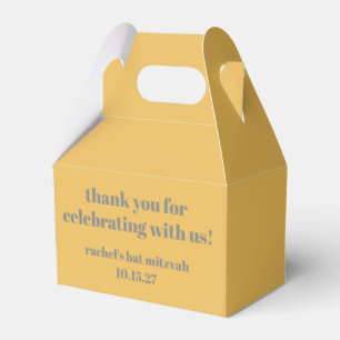 Bold Yellow Grey Custom Cute Bat Mitzvah Thank You Favour Box