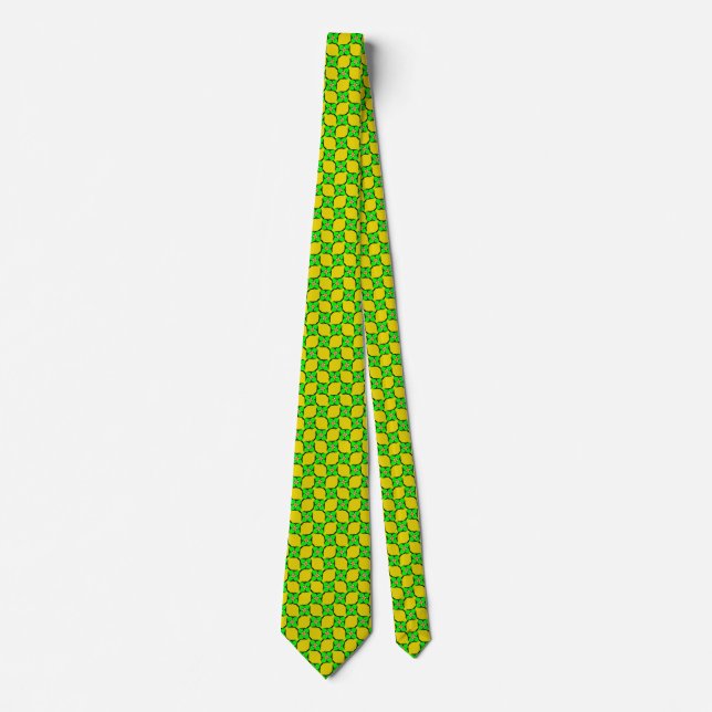Bold Yellow Lemon Garden Pattern Tie (Front)