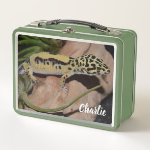 Bold Yellow Leopard Gecko Metal Lunch Box