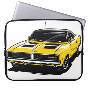 Bold Yellow Muscle Car Pop Sketch Laptop Sleeve