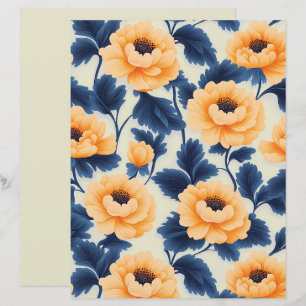 Bold Yellow Peony Flowers Scrapbook Papers