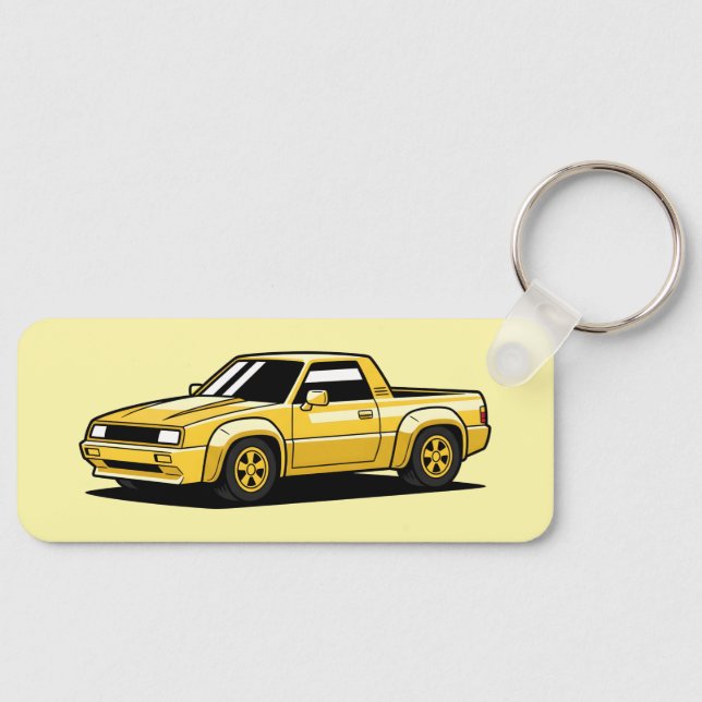 Bold Yellow Pickup Toon Key Ring (Front)