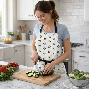 Bold Yellow Star Pattern Graphic Design Apron