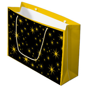 Bold Yellow Stars with Black Ski, Large Gift Bag