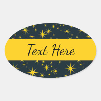 Bold Yellow Stars with Blue Background pattern Oval Sticker