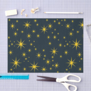 Bold Yellow Stars with Blue Background pattern Tissue Paper