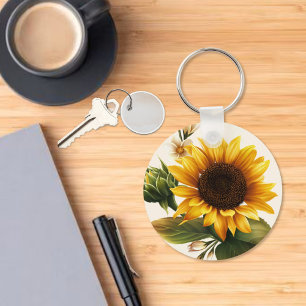 Bold Yellow Sunflower Key Ring