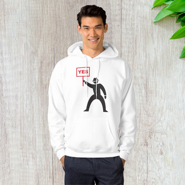 Bold Yes Sign Minimalist Stick Figure Protest  Hoodie (Creator Uploaded)