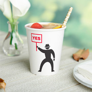 Bold Yes Sign Minimalist Stick Figure Protest Paper Cups