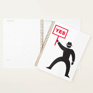 Bold Yes Sign Minimalist Stick Figure Protest Planner