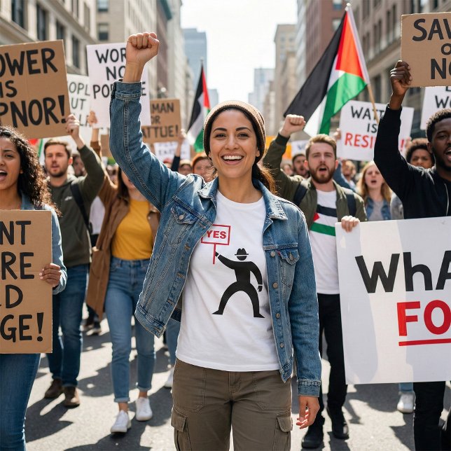 Bold Yes Sign Minimalist Stick Figure Protest  T-Shirt (Creator Uploaded)