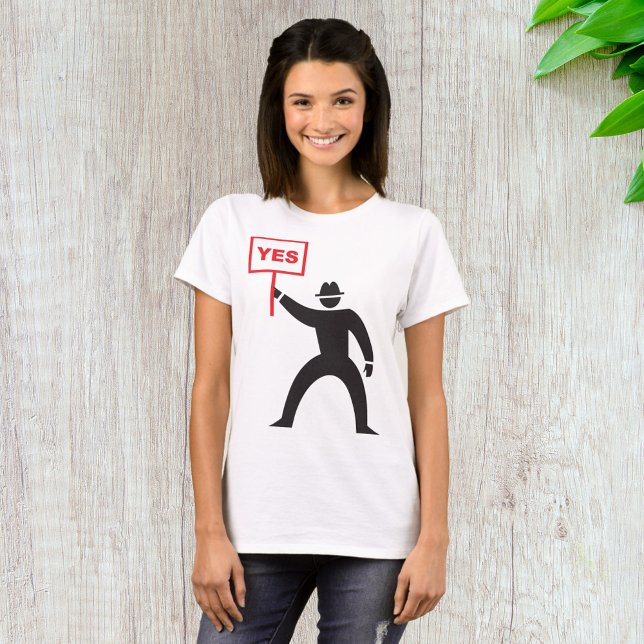 Bold Yes Sign Minimalist Stick Figure Protest  T-Shirt (Creator Uploaded)