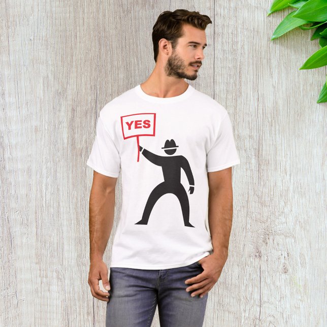 Bold Yes Sign Minimalist Stick Figure Protest  T-Shirt (Creator Uploaded)