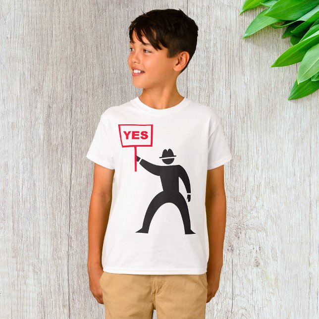 Bold Yes Sign Minimalist Stick Figure Protest  T-Shirt (Creator Uploaded)
