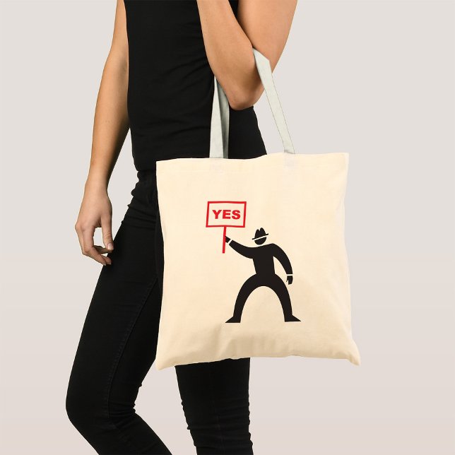 Bold Yes Sign Minimalist Stick Figure Protest  Tote Bag (Creator Uploaded)
