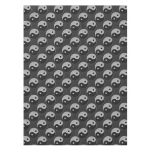 Bold Yin Yang in Carbon Fibre Print Style Tablecloth