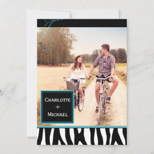 Bold Zebra Pattern Wedding Photo Save the Date