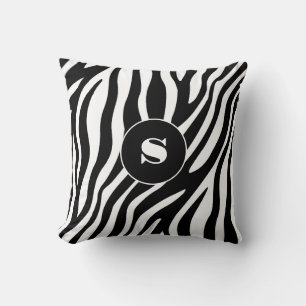 Bold Zebra Stripe Black & White w/ Monogram Cushion