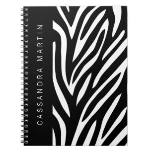 Bold Zebra Stripes for Safari Theme with Name Notebook