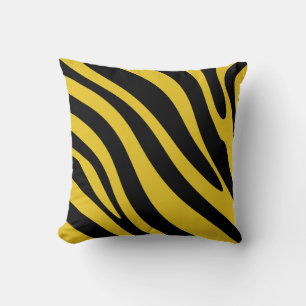 Bold Zebra Stripes in Yellow and Black Cushion